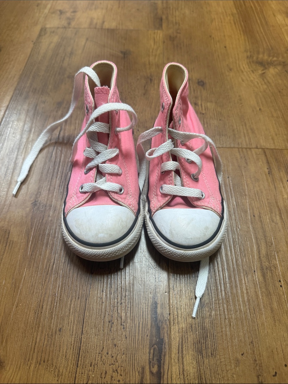 Kids-Converse High Top Sneakers - Pink with White Accents - Picture 2 of 5